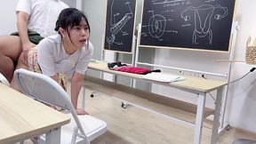 Asian teacher caught him drawing things and fucked him in the class