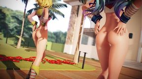 Miku and Rin Strip and Dance - Chocolate Cream MMD by 000MMD