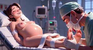 Naughty Doctor Sucking Pregnant Patient Toes in Surgery