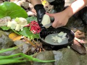 Pinay Outdoor Porn Harvest and Cooking Bamboo Shoots