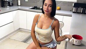 My hot latina stepsister gives me a nice wet blowjob and then begs me to pound her pussy