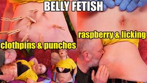 Belly Play: Clothpins, Punches, Raspberry Fetish, Licking (4K)