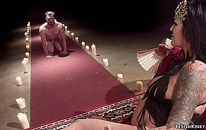 Pregnant babe anal toys submissive man