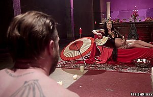 Pregnant babe anal toys submissive man
