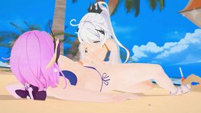 honkai impact elysia and kiana futanari beach sex hentai mmd 3d purple hair