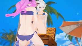 honkai impact elysia and kiana futanari beach sex hentai mmd 3d purple hair