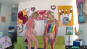 Blonde Bella and Katie get their asses banged