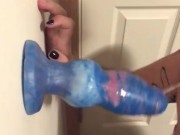 T boy sucking huge knotted dildo