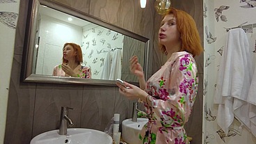 Rina Ray Aspiring Amateur Redhead Model Voyeur Shower Clip