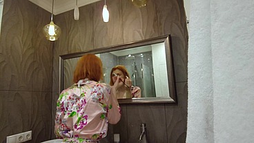 Rina Ray Aspiring Amateur Redhead Model Voyeur Shower Clip