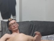 Very skinny teen masturbates and shows off his skinny ribs and has amazing leg orgasm cumshot