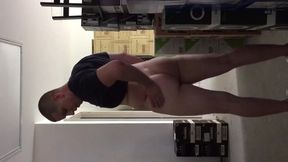 Sissy showing off ass at work