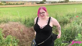 German Goth BBW Abby Strange's filthy public pissin' and ooohin' through those flimsy knickers!