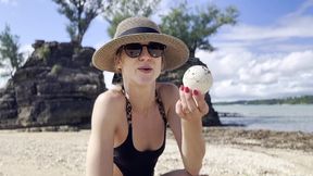 sfw cleaning natural beach at pacific ocean