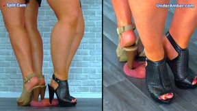 Puncturing Your Cock & Balls Under Our Platform Heels - 175 - Split Cam - Goddess Amber - Miss Lucy - Trample Trampling CBT Ballbusting Crush Crushing