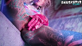 Tattoo slut solo DP with Toys, Anal Masturbation &amp_ ATM