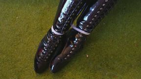 Terrace Zip-Tie Abandonment – Leather Stuffing Gag ? Late Red Blindfold, Ballet Boots & Elbow Ties ( 8:42)