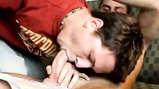 Watch Devin dominate and spank Joshuah's hairless body on the sofa