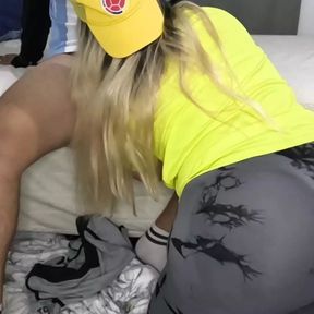 My Stepmom lost bet in Argentina vs Colombia final and she sucks it