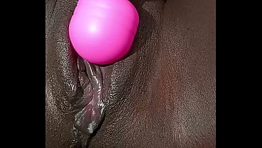 Hot ebony babe shows off her wet and juicy booty in lingerie