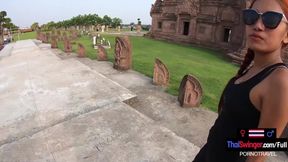 Curvy Asian teen sucks big cock after sightseeing