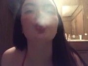 Smoking in lingerie
