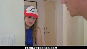 Horny StepSis Dolly Leigh Sucks StepBro's Cock for Rare Pokemon Card