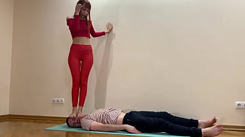 Bratty Teen Mistress In Leather Leggings - Fullweight Head Trampling, Deep Foot Gagging and Facesitting Humiliation