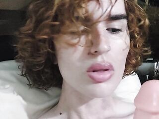 Femboy teases with toy where it feels also nice
