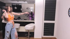 Big tits brunette strips off sexy, ready for a naughty&#x1F608; dart game of seduction