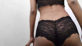 A girl with a big white ass masturbates pussy in a doggy position and brings herself with her fingers to a bright and orgasm.