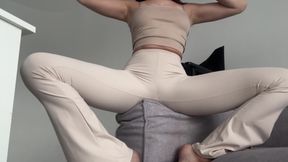 beautiful yoga witn skinny goddess in tight leggings