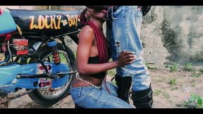 Standing Sex on a Bike - Petite Biker Gangster Fuck Her Man in Public Garage