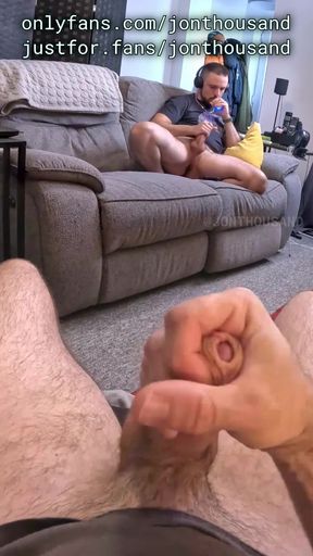 Roommates bating our dicks in front of each other
