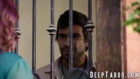 Natasha Nice seduces and bangs hung art teacher Lucky Fate with her natural tits and stockings on!