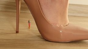 Giantess Crushes Tiny People with Nude High Heels Close up WMV