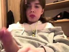 Big Tits Tranny Strokes her Big Cock