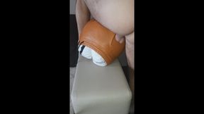 Leather pocket swallowed my cock