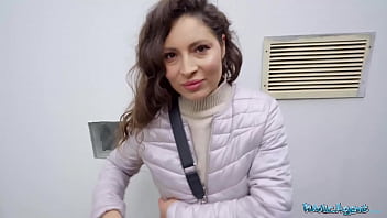 Busty Helina Dream gives a public blowjob and POV sex