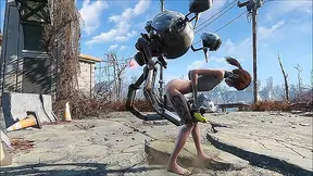 Petite Teen Takes On Mr. Handy Bot in Naughty Fallout 4 Encounter