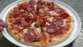 Topless Mature Eats Pizza Outside and Serves Her Tits on the Plate