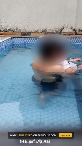 A Hot Couple's Risky Fun in the Swimming Pool.