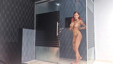 Multiple squirts in the shower and the IRON-BIKER cumshot in my face!!