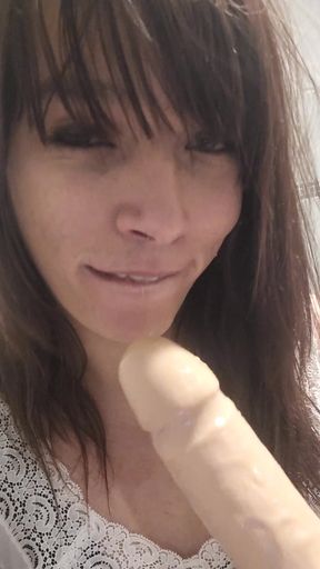 Shemale dildo suck and jerk off