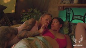 Glamping Threesome with MissMianins & BabsTattoo85 - Tattooed MILF Squirts on Husband's Face - with Squirting, Facesitting, PussyLicking, BlowJob, DoggyStyle & CumSwapping