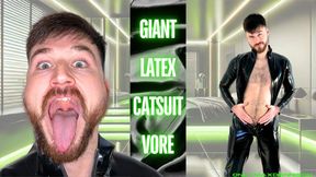 Giant latex catsuit vore