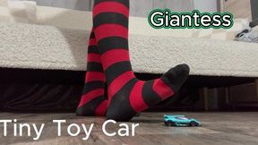 Giantess Stepsister Humiliates Tiny toy car, steps on it and masturbates while stomping on it, then plays with it, kicking the little toy car here and there