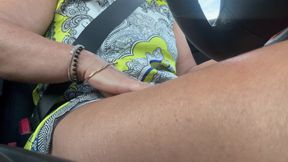 The beautiful and elegant stepmom Michelle drives to work in the morning.