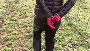 Walk in nature with handcuffs