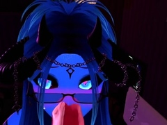 Blue Succubus Giving a Blow job and ass shaking~